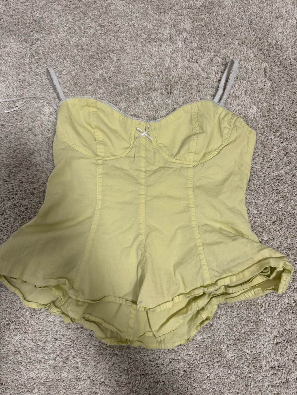 Lemon Ruffled Bustier Romper